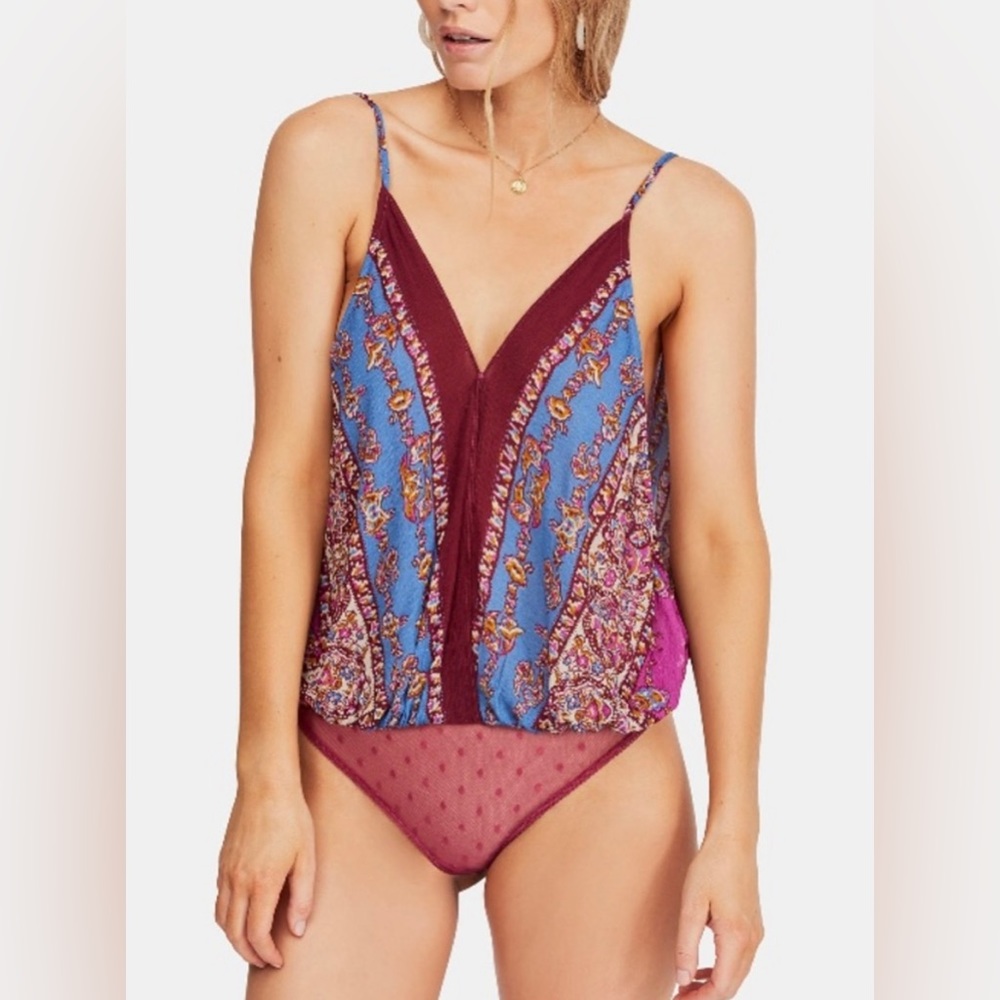 Free People Low-Back Thong Bodysuit Border Babe